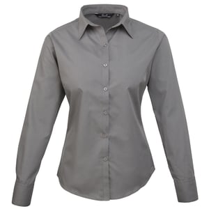 Premier Dames/Dames Popeline Blouse met Lange Mouwen (Donkergrijs)