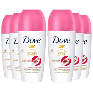 Dove Roll On Go Fresh Pomegranate 72H Lasting Women's Anti-Perspirant 50ml, 6pk