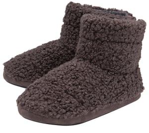 DUNLOP - Mens Furry Sherpa Memory Foam Slipper Boots (8, Charcoal)