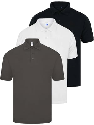 Kruze | Mens Polo Shirts (3 Pack) - BLK/CHAR/WHT