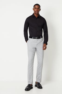 Black Tailored Fit Long Sleeve Easy Iron Shirt