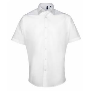 Premier Mens Supreme Poplin Short-Sleeved Shirt (White)