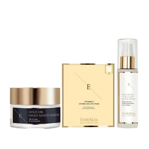 Anti-rynka Nattfuktighetskräm 24k Guld 50ml + Hyaluronsyra & Kollagen Serum - 60ml + Vitamin C Hydrogel Ögonplåster x 5