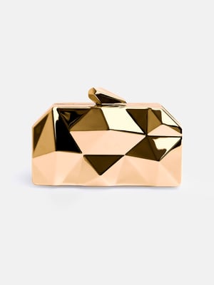Where's That From Womens Melanie Geometric Pattern Clutch Bag In Gold