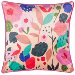 Kate Merritt Floral Collage Piped Velvet Cushion Cover