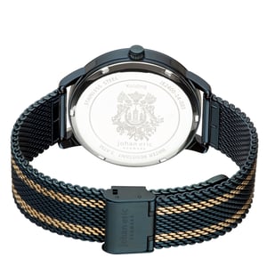 Johan eric: kolding, stainless steel blue watch with stainless steel mesh strap