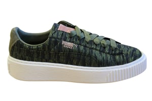 Puma Basket Platform Velvet Rope Olive Low Lace Up Damestrainers 364092 01