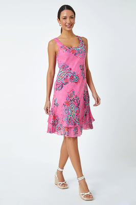 Paisley Print Cotton Layered Dress