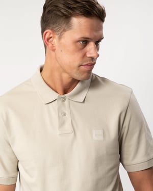 BOSS Orange Passenger Mens Stretch-Cotton Slim-Fit Polo Shirt with Logo Patch