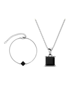 Simple Square Calle Set - Silver och svart kristall