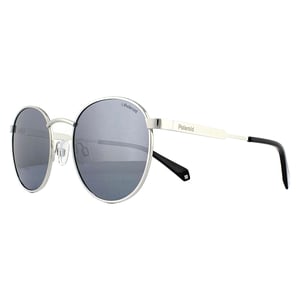 Polaroid ronde unisex palladium grijze zilveren spiegel gepolariseerde zonnebril