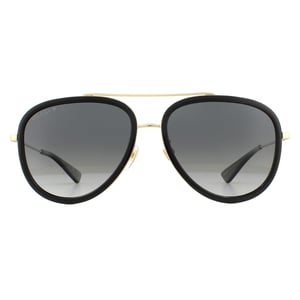 Gucci Solglasögon GG0062S 011 Svart Och Guld Grå Gradient Polariserad