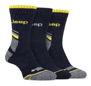 Mens Heavy Duty Work Socks with Arch Support | Jeep | Full Cushion High Performance Cotton Boot Socks with Reinforced Heel and Toe - Navy / Grey