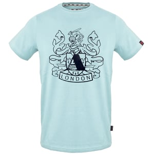 Aquascutum Large Shield Aldis Logo Sky Blue T-Shirt
