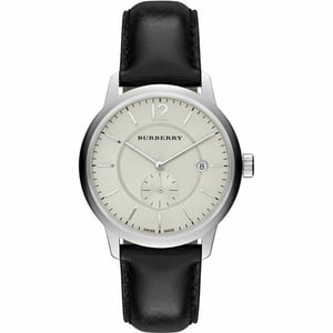 Burberry BU10000 Classic Round Beige Dial Black Leather herrklocka