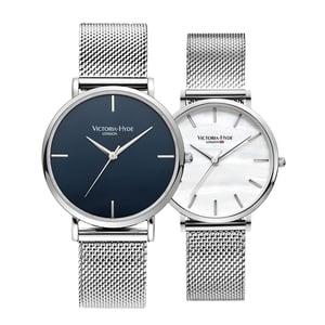 VICTORIA HYDE Couple Watches Gift Set Silver