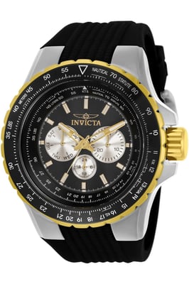 Invicta Aviator 33029 Heren Horloge - Quartz Uurwerk - Roestvrij Staal met zwarte Wijzerplaat - 50mm