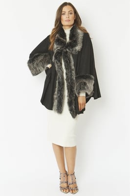 Faux Fur Faux Suede Cape