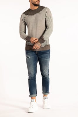 Takeshy Kurosawa Pullover Tintura Shibori Herr Grå