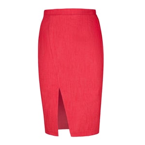 Rood denim kokerrok