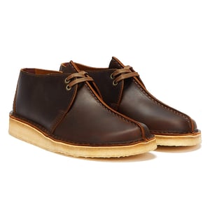 Clarks Desert Trek Leather Mens Beeswax Brown Shoes