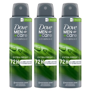 Dove Men+Care Antiperspirant Deodorant 72H Protection Extra Fresh 150 ml, 3 Pack