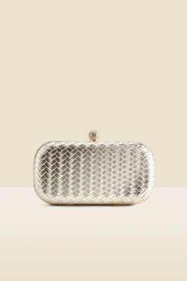 Gold Woven Clutch Bag