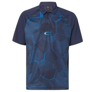Oakley Mouw Kraag Heren Blauw Navy Spiegel Golf Grafisch Polo Shirt 434430 6FB