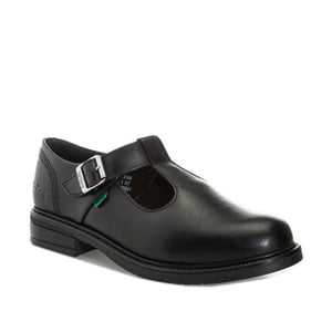 Girl's Kickers Junior Lach T-Bar Leather Shoes in Black