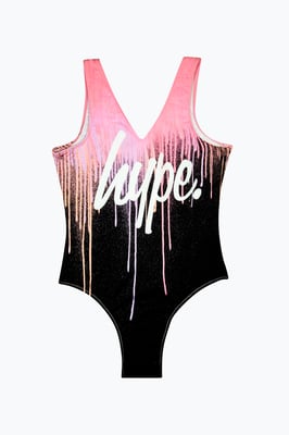 Hype Girls Multi Dark Pastel Drips Swimsuit