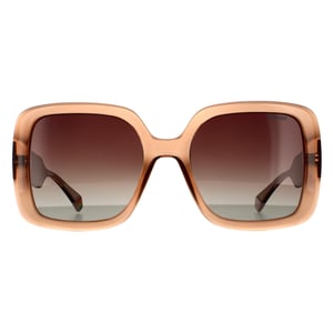 Polaroid Square Womens Beige Brown Gradient Polarized Sunglasses