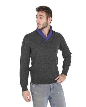 Crown Of Edinburgh Cashmere Herrtröja med Sjalkrage Coe 0011 Marinblå