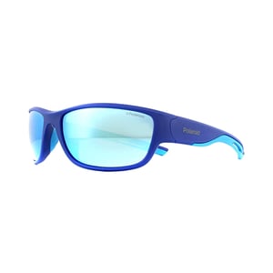 Polaroid Sport Wrap Mens Blue Blue Mirror Polarized Sunglasses
