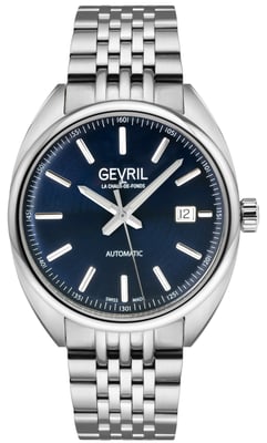 Gevril Five Points Men's 48701 Swiss Made Automatic Sellita SW200 Stainless Steel Luminous Date Watch