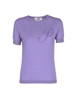 Crown Of Edinburgh Cashmere Short Sleeve Art 003 Lilac Letter P