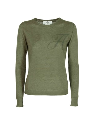 Crown Of Edinburgh Cashmere Long Sleeve Art 004 Green Letter A