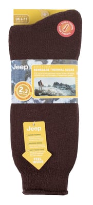 Mens Thermal Boot Socks for Winter | Jeep | Warm Heavy Duty Socks | Ideal for Hiking - Brown