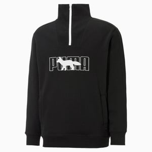 Puma x Maison Kitsune Long Sleeve Mens Half Zip Black Sweatshirt 532322 01