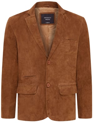 Heren Tan Slim Goat Suede Italiaanse Blazer Jas-Somero