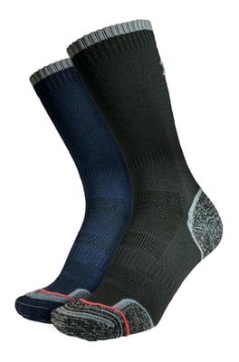 1000 Mile - 2 Pack Mens Walking Single Layer Breathable Padded Socks - Charcoal / Navy