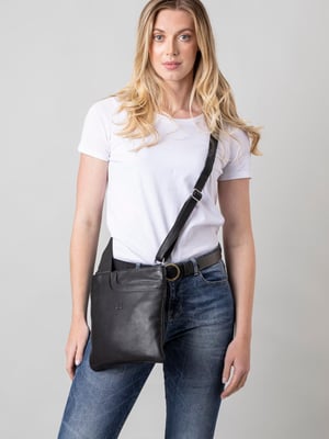 Allerdale Leather Cross Body Bag in Black
