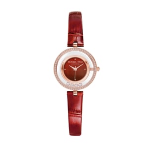 VICTORIA HYDE Ladies Watches Small Dial Analog Quartz Woman Watches with Clear Crystal Elegant Gold Watch for Woman, red crystal