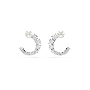 Swarovski 'Matrix' Vrouwen Hoepel Oorbellen van Basismetaal - Zilver 5692260