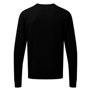 Premier Mens Knitted Cotton Crew Neck Sweatshirt (Black)