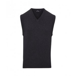 Premier Mens Sleeveless Cotton Acrylic V Neck Sweater (Charcoal)
