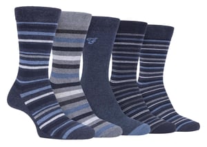 Farah - 5 Pack Mens Thin Breathable Classic Striped Patterned Soft Top Cotton Dress Socks - FCS271DENTEL (Striped)