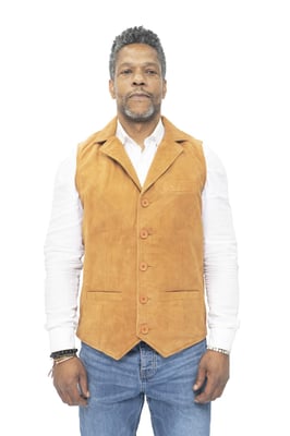 Heren klassiek glad geit suède leren vest-Exeter