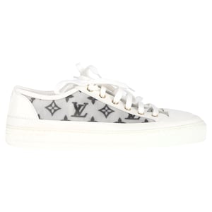 Louis Vuitton Monogram Mesh Accent Low-Top Sneakers in White Leather