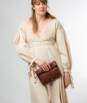 'Flare' Conker Brown Leather Clutch Bag