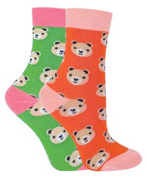 Miss Sparrow - 2 Pack Girls Bamboo Animal Patterned Socks - Bears